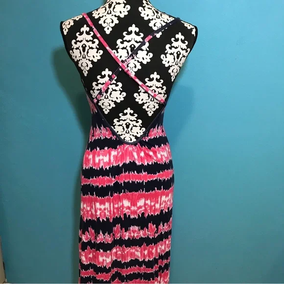 Tart Winslet Maxi Dress Tie Dye GUC Casual Criss Cross Back Woman’s Small S Sexy - Picture 9 of 16